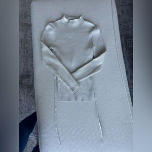 Babaton Ribbed Knit Top in Light Beige